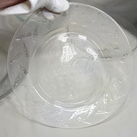 Coca Cola Clear Glass Embossed 6pc Dinnerware Set - Picture 5 of 14